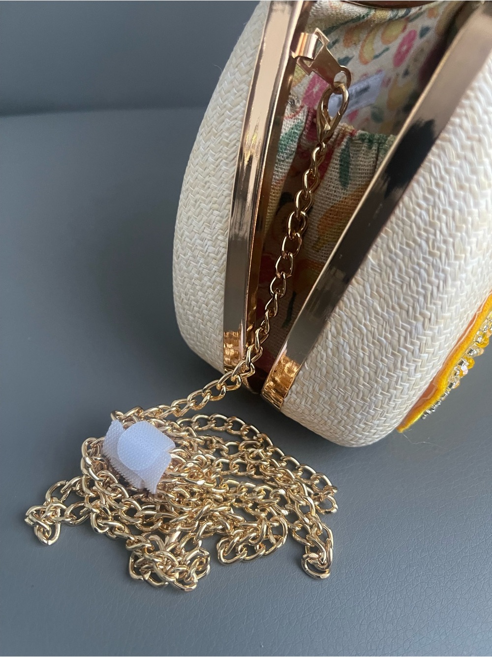Haute Hippie Beaded Viral Fruit Clutch With Bamboo Handle Purse - Picture 8 of 8